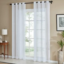 2er Set Weiß Ösenvorhänge Voile Transparent Gardine Vorhang Wohnzimme Vorhänge
