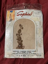 Sophia Fashion Pantyhose With Rhinestone Floral Design Size Queen