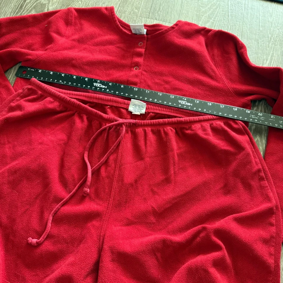 Old Navy Womens Red Fleece Sweater PJ set Size M top L Bottoms - Image 3 of 4