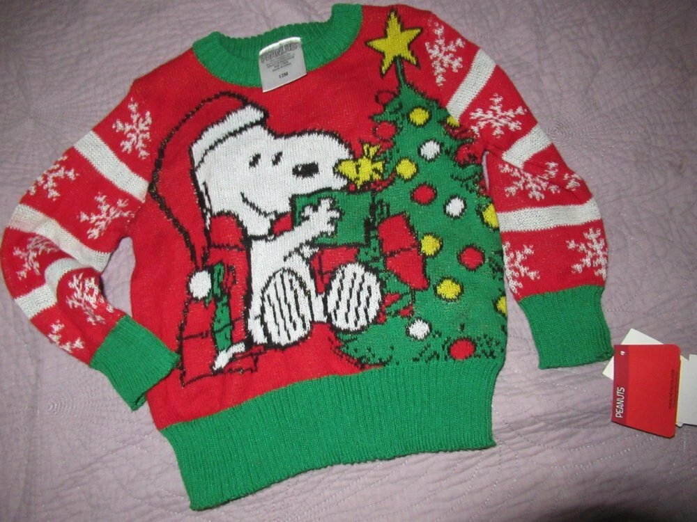 nwt Peanuts snoopy ugly Christmas sweater baby boy or girl 12 m