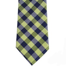 Ted Baker London Mens Silk Tie Blue Green Checkers 59"L X 3 1/4"W Made In USA