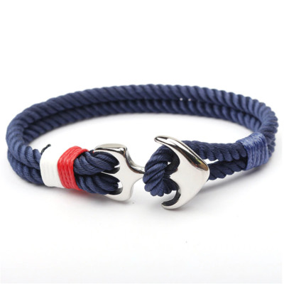 BLAUES ARMBAND MODELL NAUTISCHES SEIL HERREN DAMEN STAHL ANKER ARMBAND ze