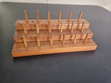 Handmade Spool Rack Wooden Thread Holder, Stepped, Tabletop, 18 Pegs