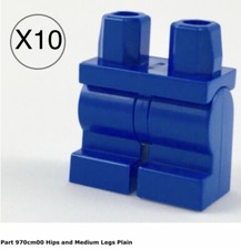 Lego 10 Plain Blue Hip And Medium Legs / City / Spidey Mini Figures Pants