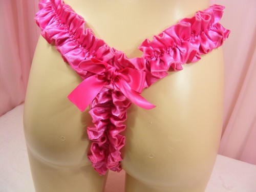 sissy frilly cerise panties tanga g string mens lingerie thong knicker all sizes - Picture 2 of 4