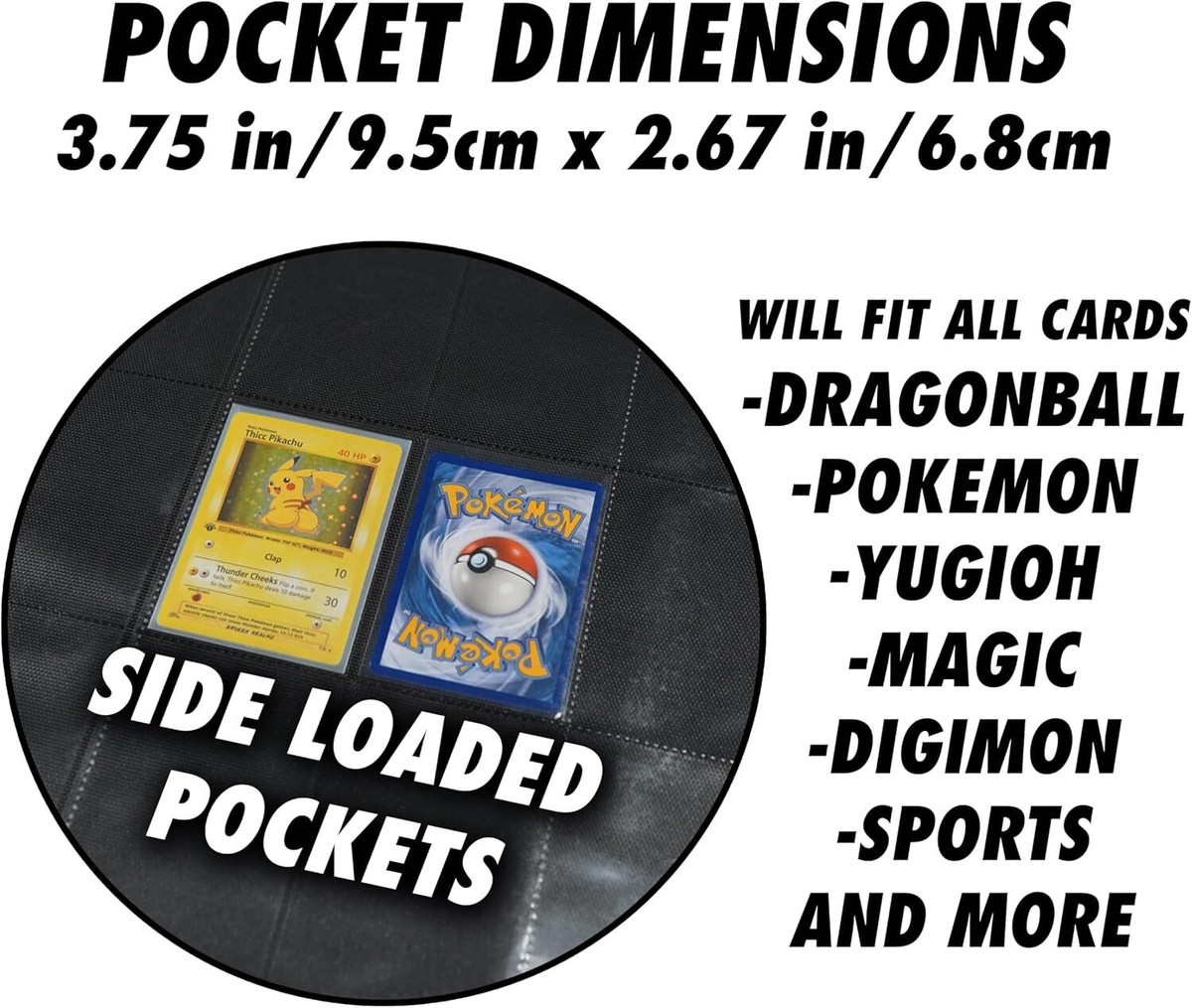 20 pocket card binder 1280+ Card Binder 20-Pocket Album for Pokémon Sports MTG Yugioh TCG Black