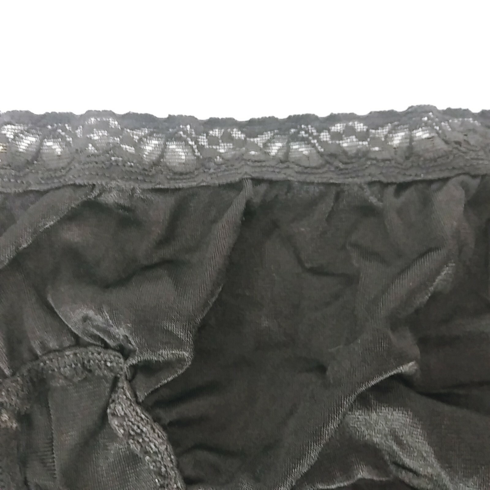 Hanes Lace Satin Nylon Hi Cut Panty Briefs 9 Black Sh… Gem