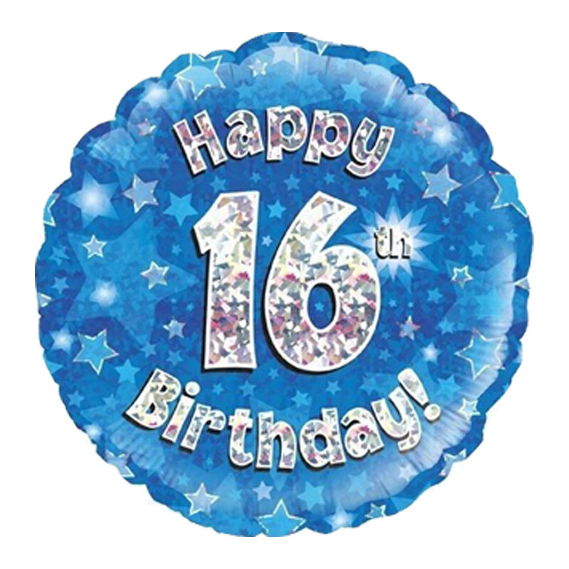 Blue 16th & Happy Birthday Party Decorations Buntings Banners Balloons swirl Age