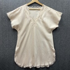 Vintage MISS ELAINE Silk Essence Lace Trim Nightgown Pink Size M Cheetah USA
