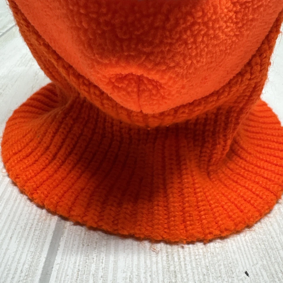 Vintage Balaclava Ski Full Face Mask Hat Orange Fleece Knit USA Made in USA Hunt - Image 4 of 4