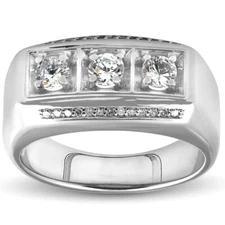 Men's Special 1.05CT Simulated Round White Sapphire Royal Signet Engagement Ring