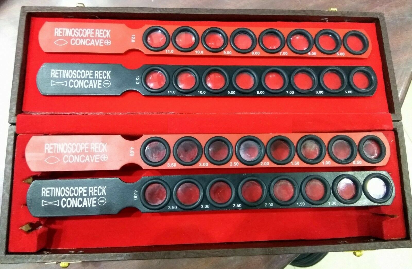 Lens Retinoscopy Rack Set Optical Lenses 32 Case Optometry Plastic Bar