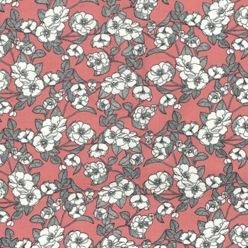 100% Cotton Poplin Fabric Rose & Hubble White Poppy Poppies Floral Flower - Picture 2 of 6