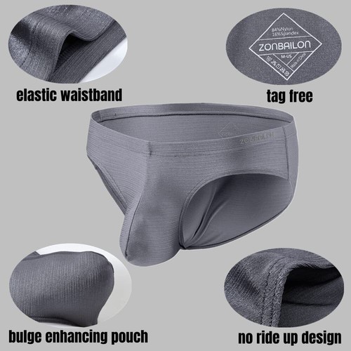 ZONBAILON Ropa Interior Para Hombre Suave Sedoso Alto Elástico Nylon Sexy Fuerte Convexo Calzoncillo - Imagen 2 de 43