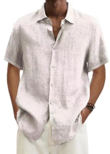 Herren Kurzarm Knopfleiste Freizeit Kubanisch Guayabera Strand Hochzeit Anzughemd - Bild 14 von 31