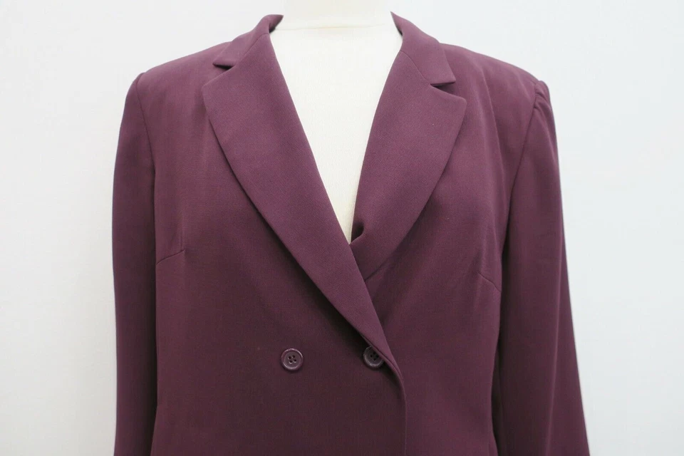 Abrigo Laura Scott Petite Mujer Doble Pecho Muesca Solapa Polvoriento Púrpura Guisante 14 Foto 3 de 4