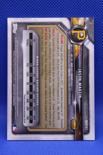2018 Bowman Chrome Prospects Refractor #BCP41 Jason Martin /499 Pirates SP - Picture 2 of 2