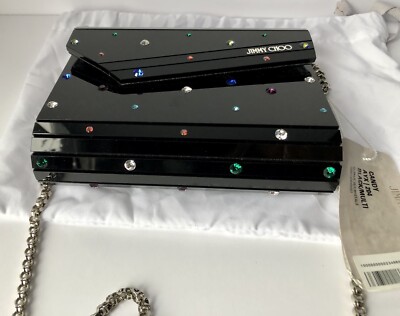 パーティーバッグ JIMMY CHOO CLEMMIE CRYSTAL CLUTCH BAG WITH CHAIN Clemmie | Iridescent Crystal Clutch Bag | New Collection