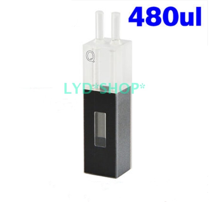 1pcs 480ul quartz flow cuvette with glass tube 4 * 12mm 200nm-2500nm 1.5mm
