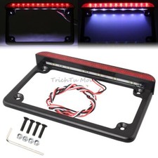 Black Aluminum License Plate Frame With Led Light Brake Tail Light 12v