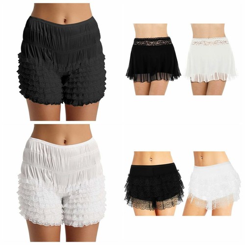 Mujeres Bloomer Pantalones Cortos Pantalones de Seguridad Elastizados Bragas de Encaje con Volantes Calzoncillos