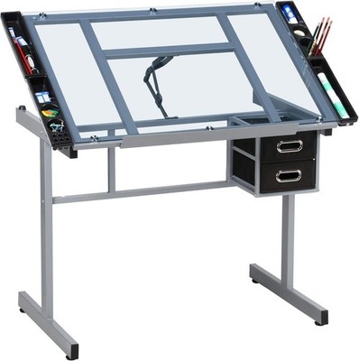 Drawing Desk Adjustable Glass Drafting Study Table Diamond/Versatile Art Craft