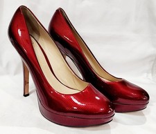Joan & David RED BURGUNDY Patent Leather Heel Stiletto Pump 49ers 10 M Used RARE