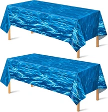 OHOME 2 Pack Beach Party Decorations - Ocean Waves 52X87 INCH, Blue and White 
