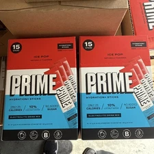 2 Pack  Prime Hydration+ Sticks Electrolyte Drink Mix Ice Pop Flavor 0.34 Oz