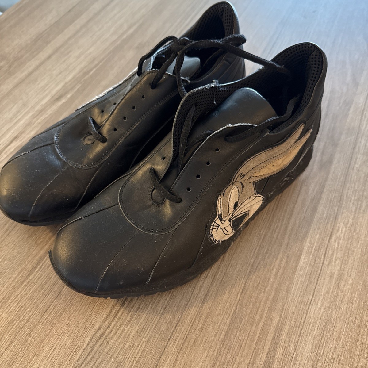 Iceberg History Bugs Bunny Sneakers 90s Vintage Black RARE Leather 