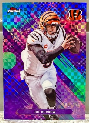 JERSEY NUMBER MATCH! 2025 Topps Finest Joe Burrow Purple Geometric 9/150! READ!