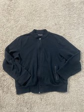 Michael Kors Sweatshirt Mens Large Black Full Zip Fleece Mock Neck Bomber Logo