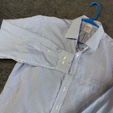 Brooks Brothers Dress Shirt 16 34/35 Regent Non-Iron Blue White Stripe 1818