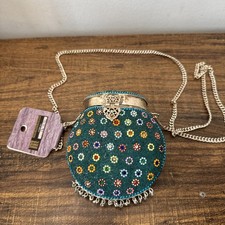 Handmade Artisan Floral Beaded And Metal Bag Handmade In India