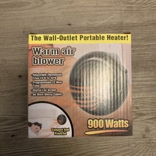 Handy Heater Plug Into Wall Warm Air Blower 900 Watts With Timer + Thermostat