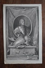 JEAN II DE RIEUX (1342-1417) PORTRAIT ENGRAVING 18th BRETON KNIGHT