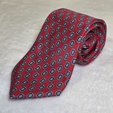 Christian Dior Red Silk Tie with Blue Diamonds 3.5  Made In Usa, Italy Fabric