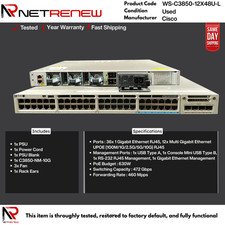 Cisco Catalyst WS-C3850-12X48U-L 48-Port(12x ...