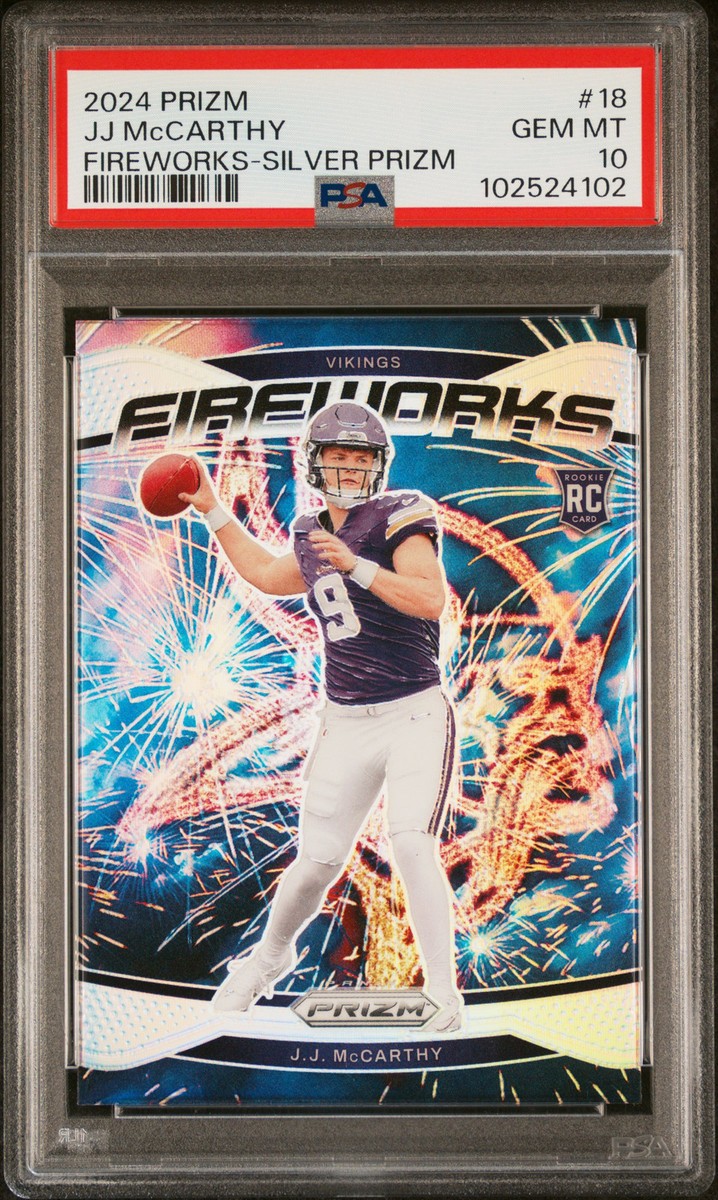 2024 PANINI PRIZM FIREWORKS SILVER PRIZM #18 JJ MCCARTHY ROOKIE RC