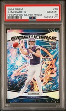 2024 PANINI PRIZM FIREWORKS SILVER PRIZM #18 JJ MCCARTHY ROOKIE RC PSA 10