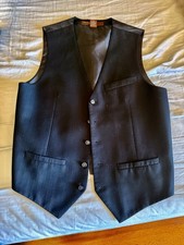 Perry Ellis Men's Formal Vest Black Size S Solid Polyester Adjustable Strap