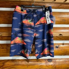 Hurley Navy and Coral Tropical Board Shorts 30