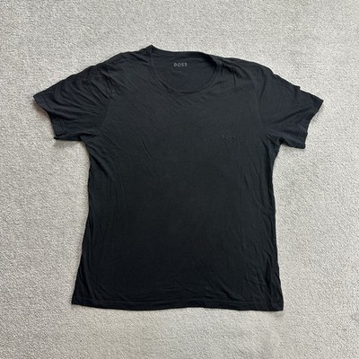 HUGO BOSS Herren T Shirt Kurzarm Gr L Regular Fit Classic Logo Schwarz 28515