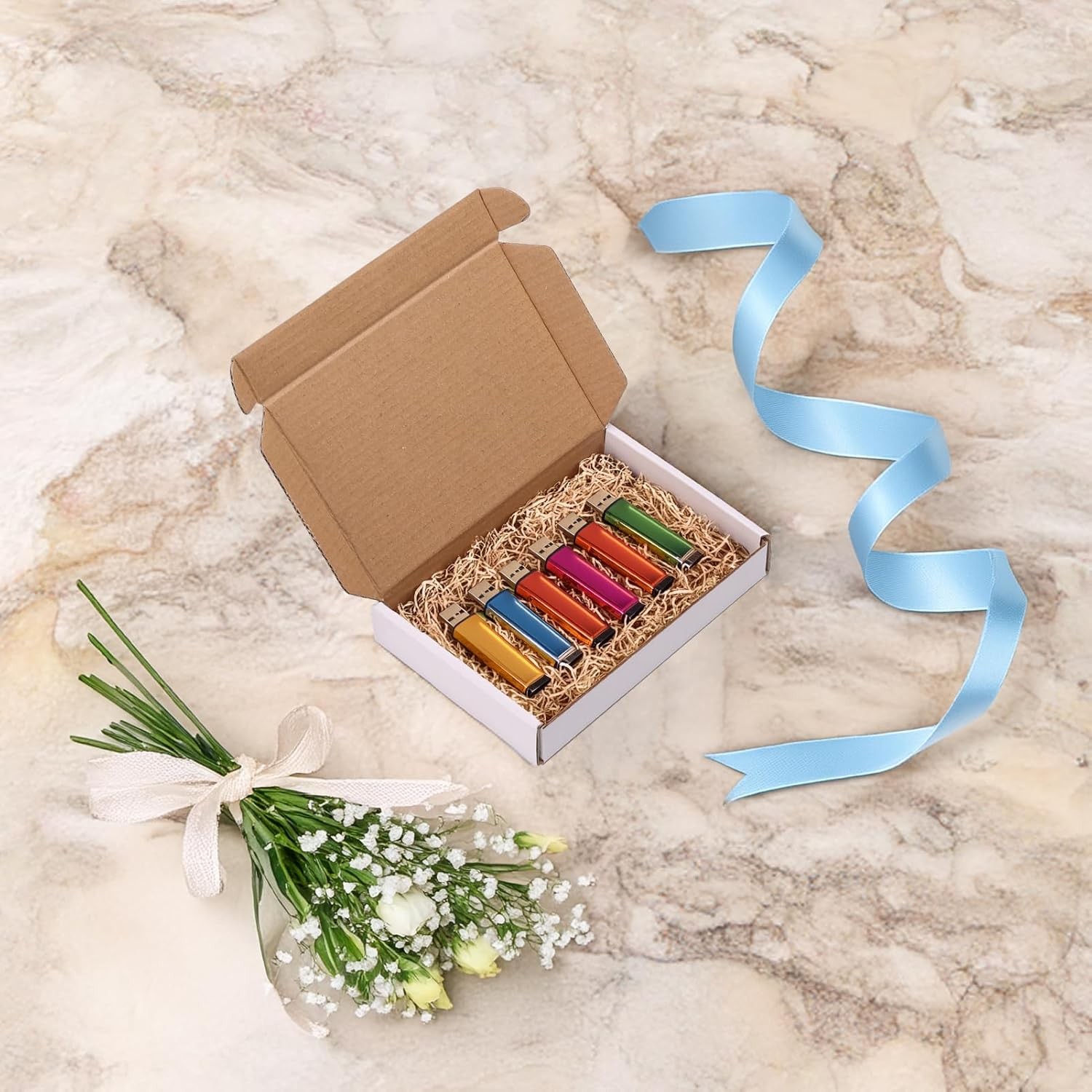 6x4x1 Shipping Boxes Set of 50, White Small Corrugated Cardboard Box, Mailer Box