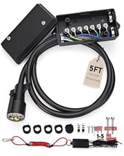 7 Way Trailer Wiring Harness Kit 5 FT with 7 Way Trailer Junction Box, 5FT