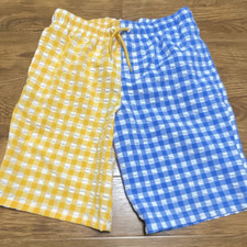 Wonder Nation Boys XL 14-16 Gingham Swim Shorts Yellow Blue Elastic Waist