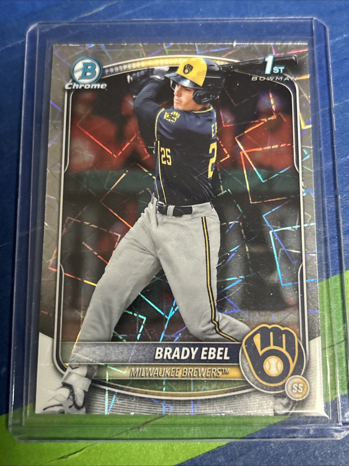 2025 Bowman Draft Chrome Brady Ebel 1st Bowman Lazer  Refractor Brewers