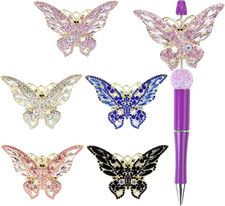 Rhinestone Butterfly Beads for Pens 5pcs Fancy Focal Beads for Beadable Pens ...