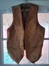 Vintage Suede Western Vest Mens Small Slit Front Pockets