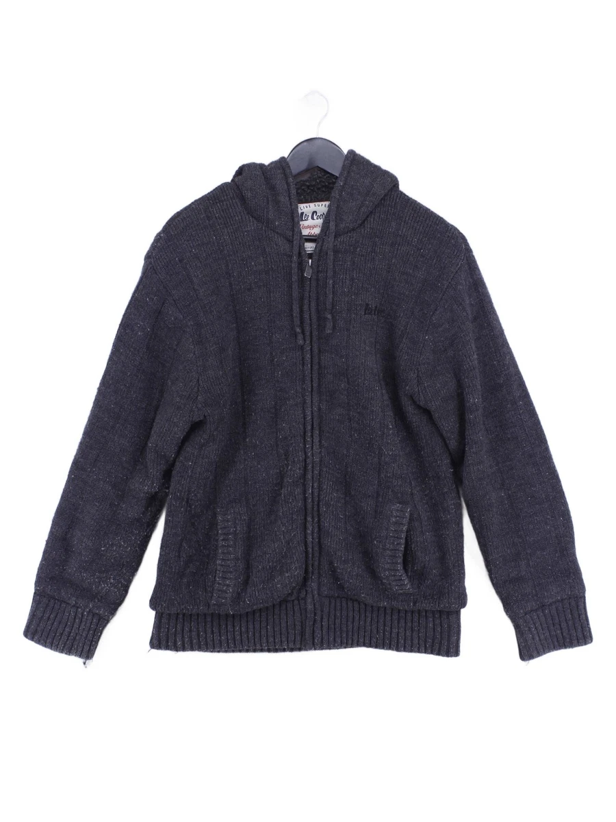 Sudadera con Capucha Lee Cooper Hombre M Gris Acrílico con Poliéster, Poliamida Cremallera Completa